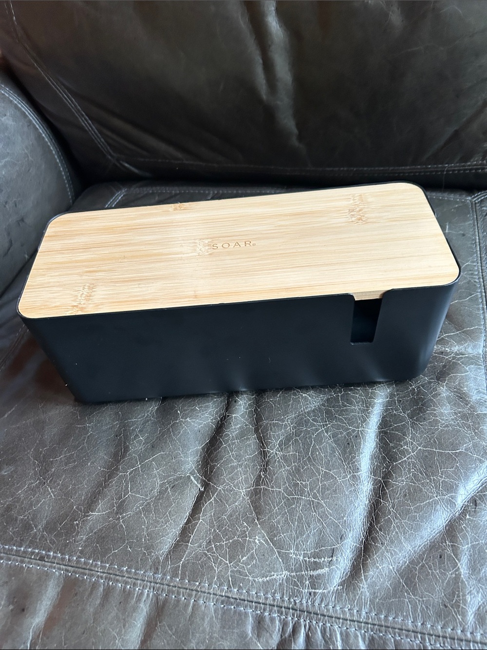 Black Bamboo Cable Management Box